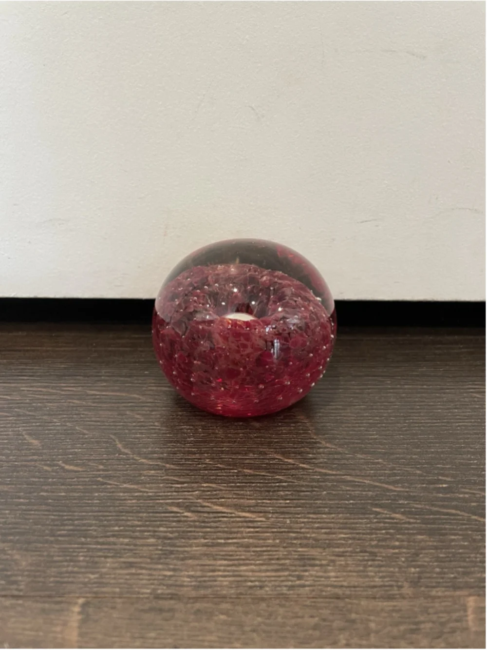Red Hand Blown Art Glass Paperweight Vintage
